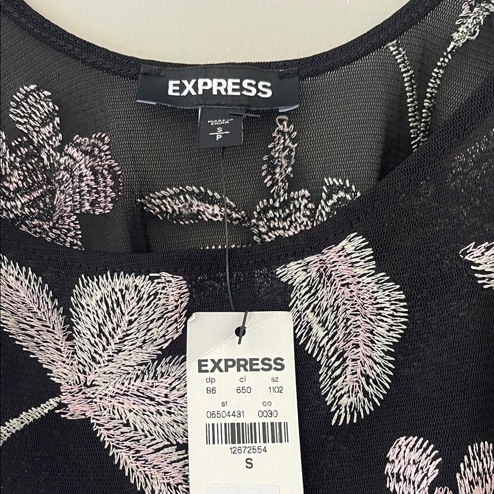 Express Black Bodysuit with Pink and Silver Embroidery - Picture 2 of 3